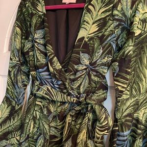 Une Ame island green leaf high maxi dress